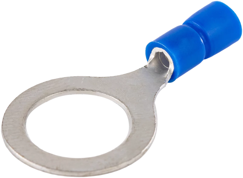 Szigetelt szemes saru, ónozott elektrolitréz, kék 2,5mm2, M12, (d1=2,3mm, d2=13mm), PVC KSZ12