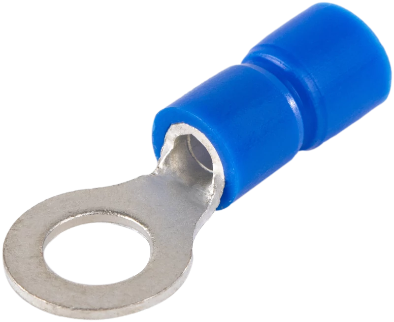 Szigetelt szemes saru, ónozott elektrolitréz, kék 2,5mm2, M4, (d1=2,3mm, d2=4,3mm),PVC KSZ4