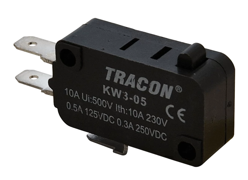 Helyzetkapcsoló, mikro, ütközős 1×CO 10A/230VAC, 0,3A/250VDC, 4,8x0,5 mm, IP00 KW3-05