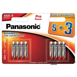 Panasonic LR03PPG/8BW 5+3F 1.5V AAA/mikro tartós alkáli elem 8 db/csomag; az ár 1db -ra értendő               