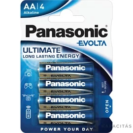 Panasonic EVOLTA LR6EGE/4BP 1.5V AA/ceruza szupertartós alkáli elem 4 db/csomag; az ár 1db -ra értendő        