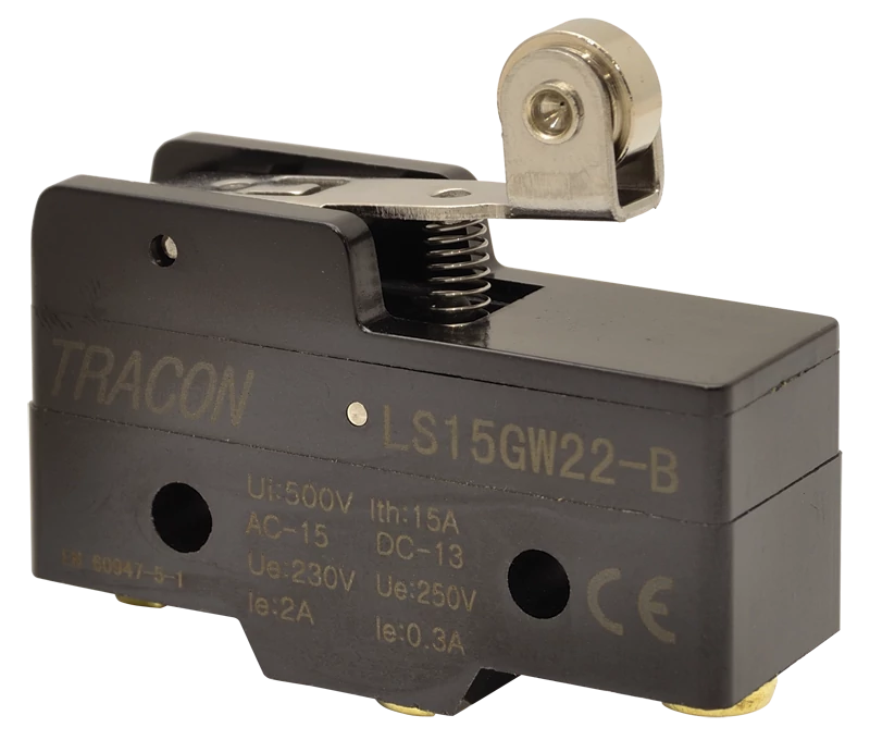 Helyzetkapcsoló, rugószáras-görgős 1xCO, 2A/230V AC-15, 0,3A/250V DC-13, 19mm, IP00 LS15GW22-B