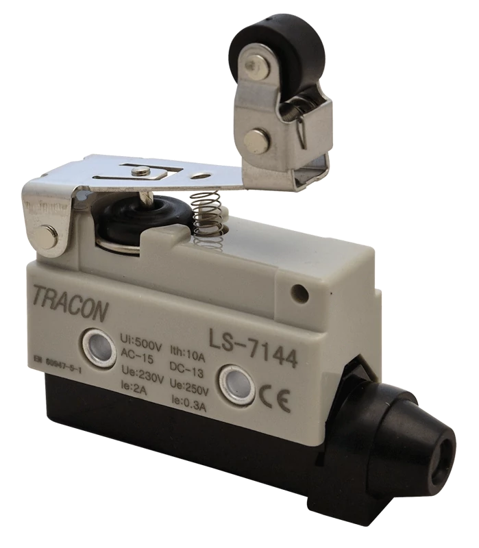 Helyzetkapcsoló, rugószáras-csuklógörgő 1xCO, 2A/230V AC-15, 0,3A/250V DC-13, 47mm, IP40 LS7144