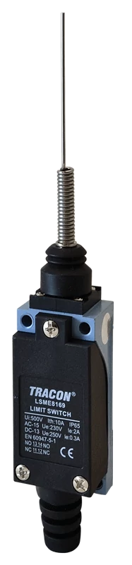 Helyzetkapcsoló, rugószáras (acél) 1xNO+1xNC, 2A/230V AC-15, 0,3A/250V DC-13, 97mm, IP65 LSME8169