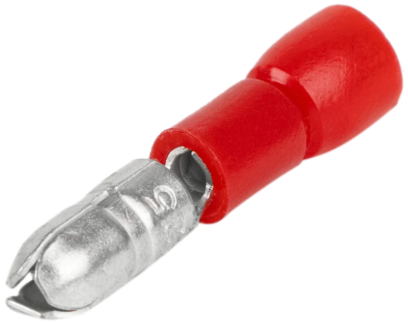 Szigetelt hengeres csatlakozó dugó, elektrolitréz, piros 1,5mm2, (d1=1,8mm, d2=4mm), PVC PH4