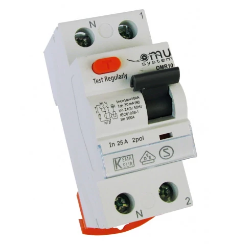 OMU SYSTEM omr10 2 pólusú 40A 0,03A fi relé 