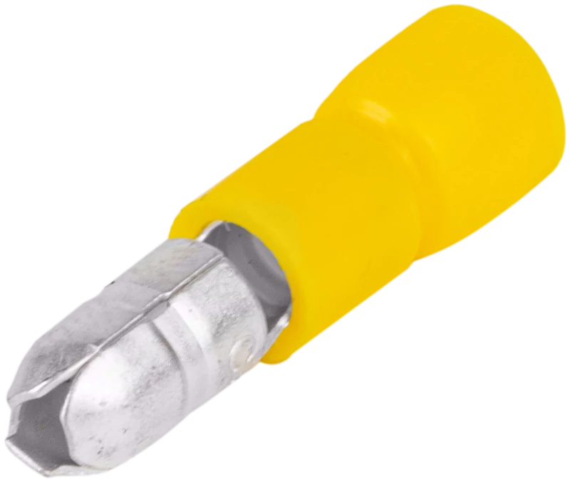 Szigetelt hengeres csatlakozó dugó, elektrolitréz, sárga 6mm2, (d1=3,5mm, d2=5mm), PVC SH4