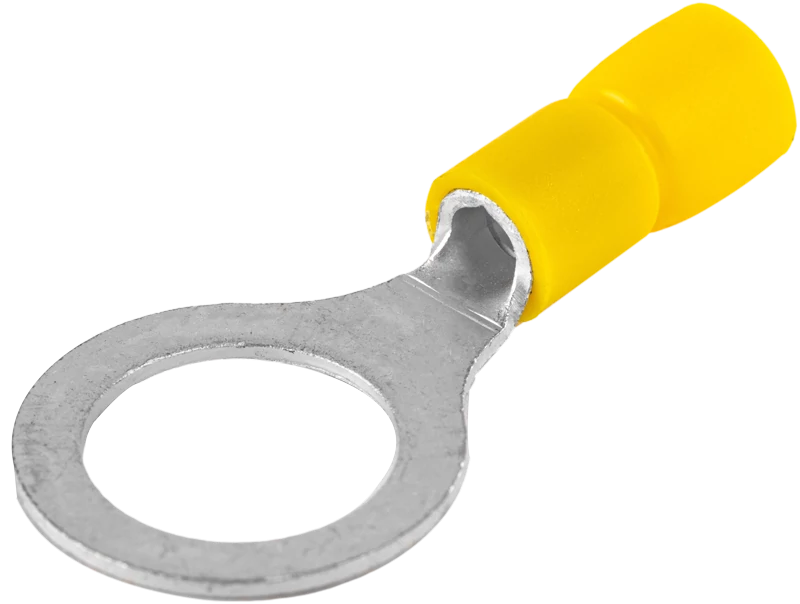 Szigetelt szemes saru, ónozott elektrolitréz, sárga 6mm2, M12, (d1=3,4mm, d2=13mm),PVC SSZ12