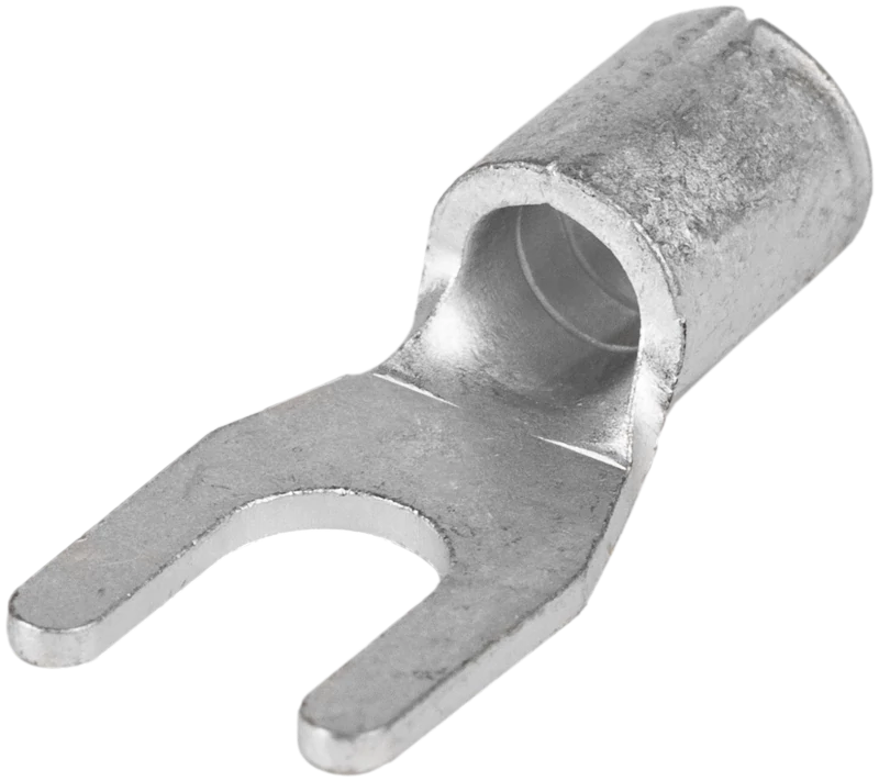 Szigeteletlen villás saru, ónozott elektrolitréz 10mm2, M6, (d1=4,5mm, d2=6,4mm) V10-6