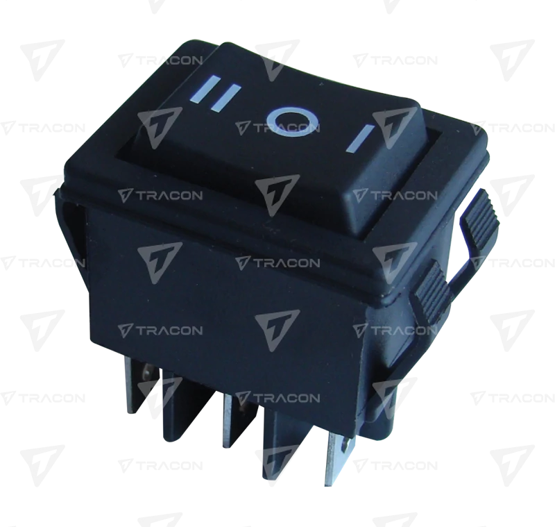 Készülékkapcsoló, VÁLTÓ, fekete, NYOMÓKAPCSOLÓ,  I-0-II felirat  TES-52-2  TRACON