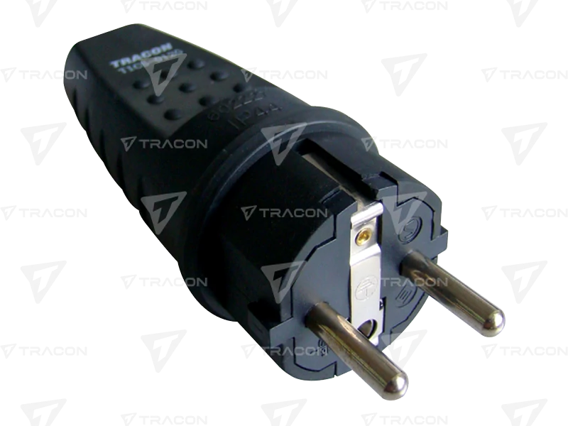 Csatlakozó dugvilla, védőérintkezővel, gumi TICS-012G TRACON