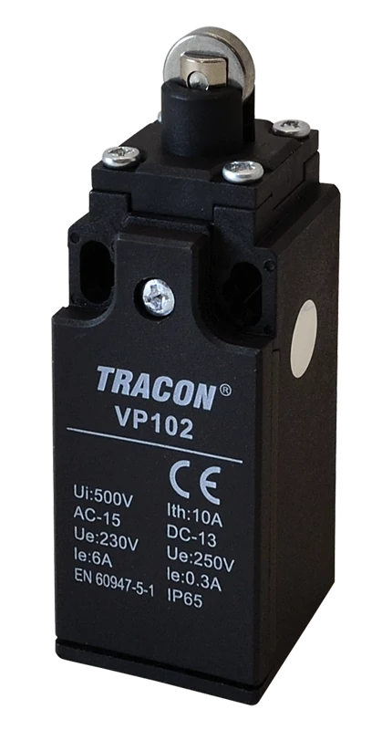 Helyzetkapcsoló, görgős 1xNO+1xNC, 6A/230V AC-15, 0,3A/250V DC-13, IP65 VP102