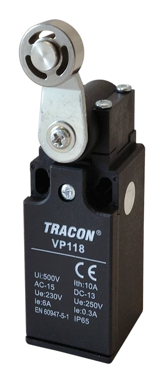 Helyzetkapcsoló, lengőkar-görgő 1xNO+1xNC, 6A/230V AC-15, 0,3A/250V DC-13, 28mm, IP65 VP118