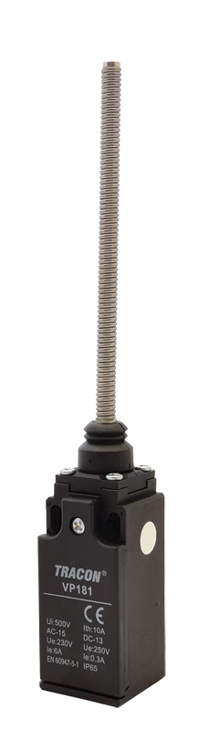 Helyzetkapcsoló, rugószáras (acél) 1xNO+1xNC, 6A/230V AC-15, 0,3A/250V DC-13, IP65 VP181
