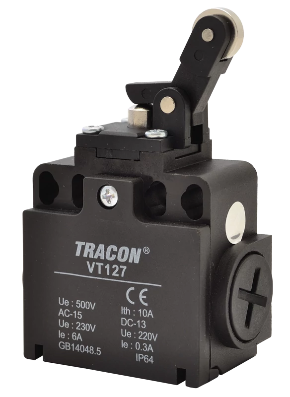 Helyzetkapcsoló, nyomógörgős 1xNO+1xNC, 6A/230V AC-15, 0,3A/250V DC-13, IP65 VT127