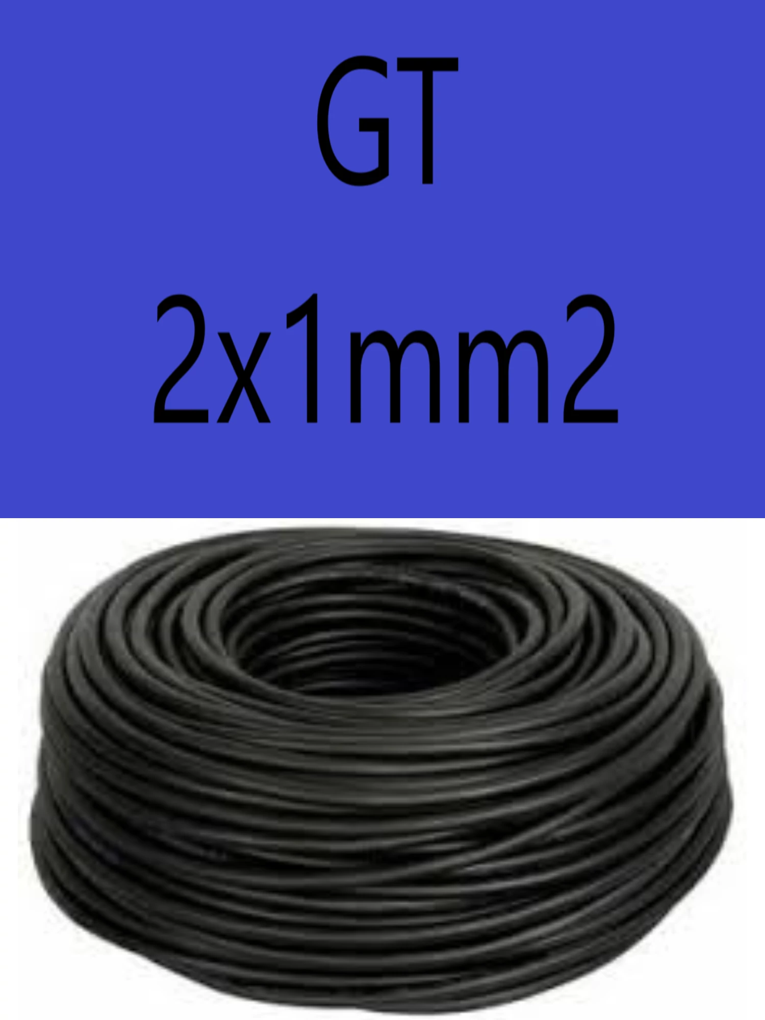 GT 2x1 fekete 300/500V gumikábel  H05RR-F 