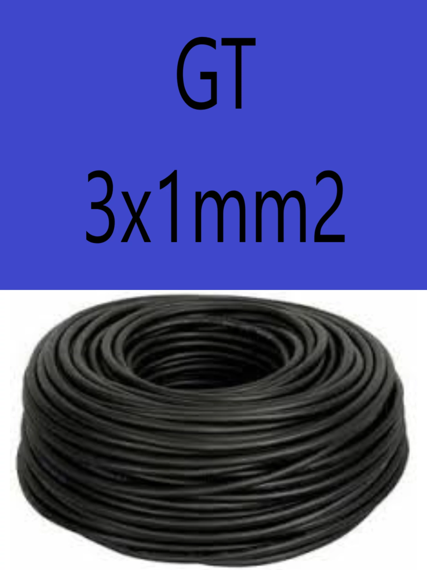 GT  3x1 fekete 300/500V gumikábel  H05RR-F 