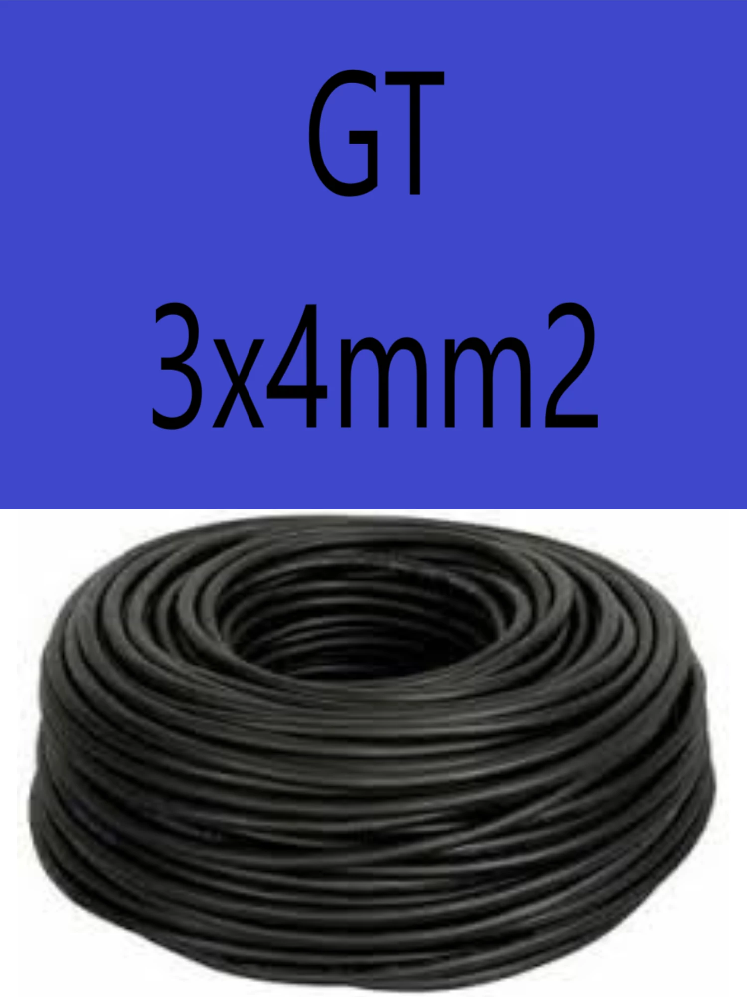 GT  3x4 fekete 300/500V gumikábel  H05RR-F 