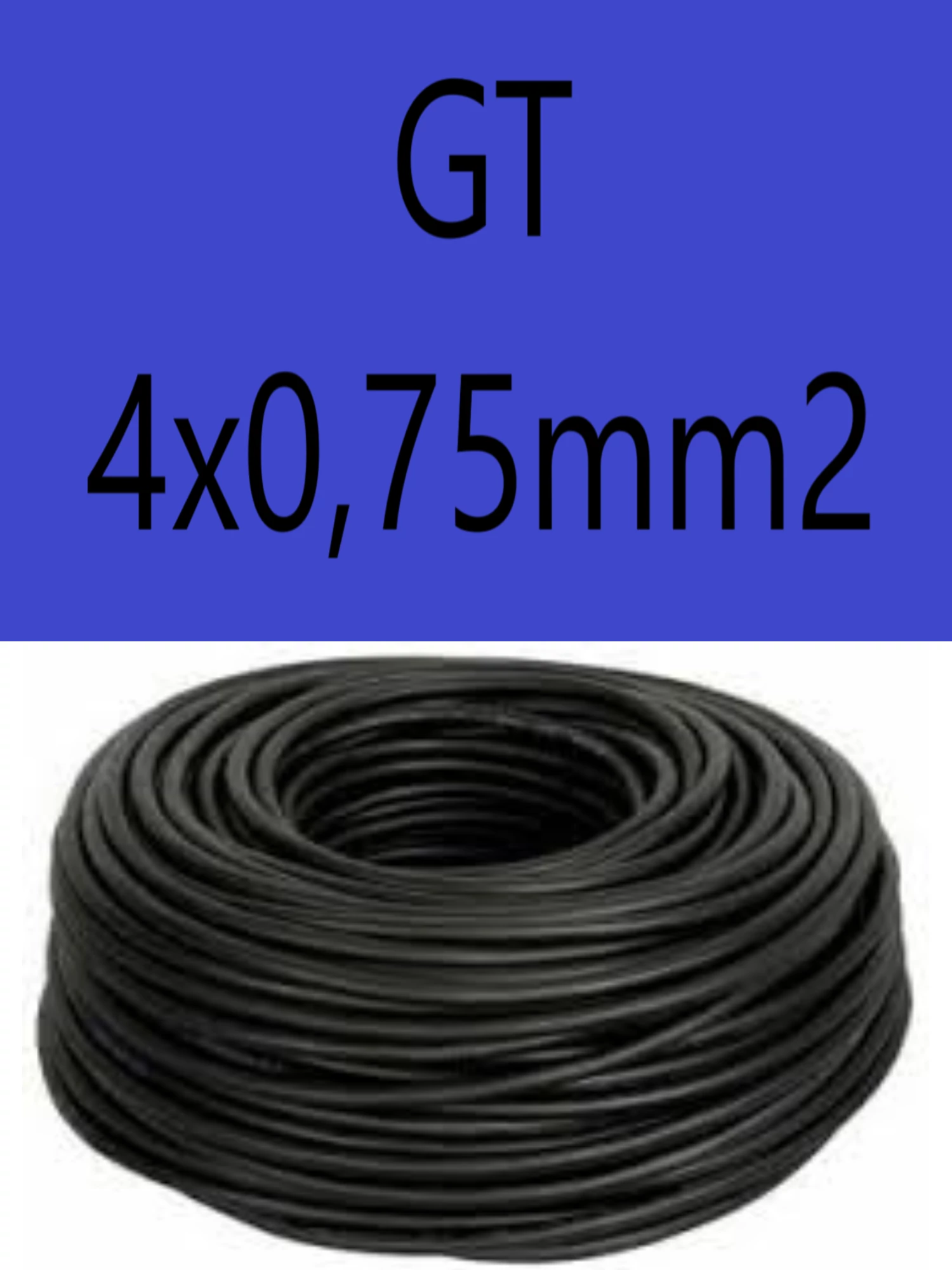 GT 4x0,75 fekete 300/500V gumikábel  H05RR-F 