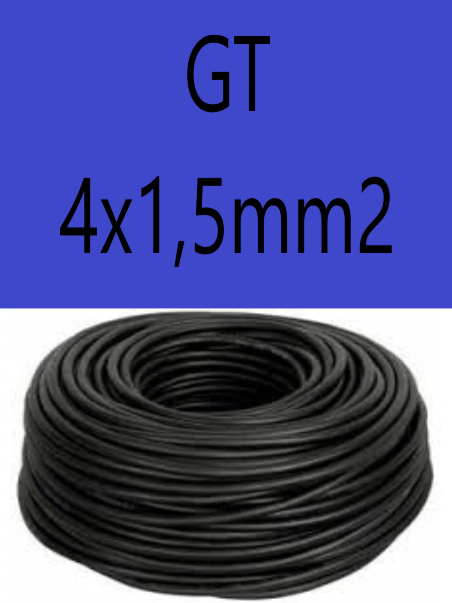 GT 4x1,5 fekete 300/500V gumikábel  H05RR-F 