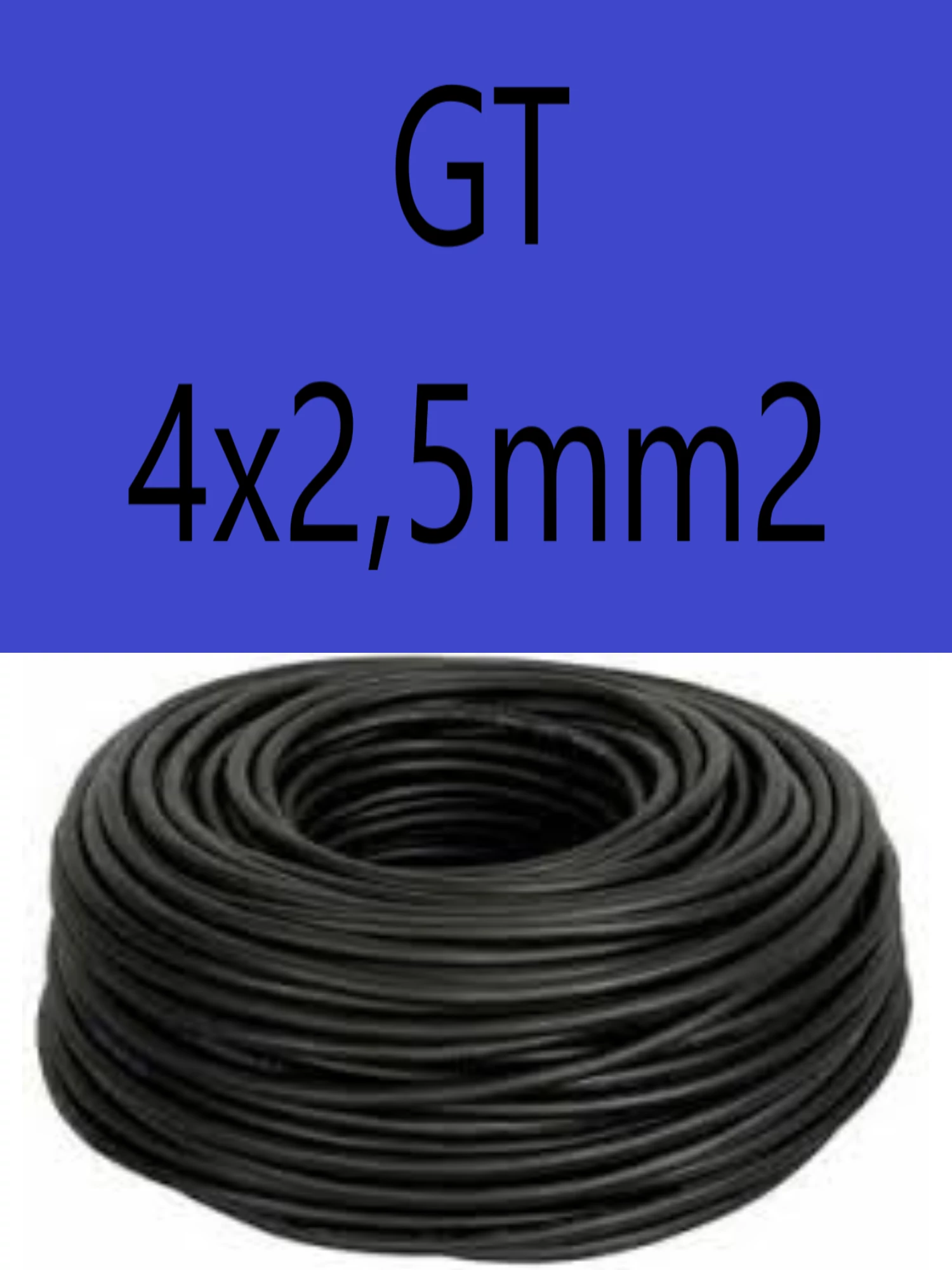 GT 4x2,5 fekete 300/500V gumikábel  H05RR-F 