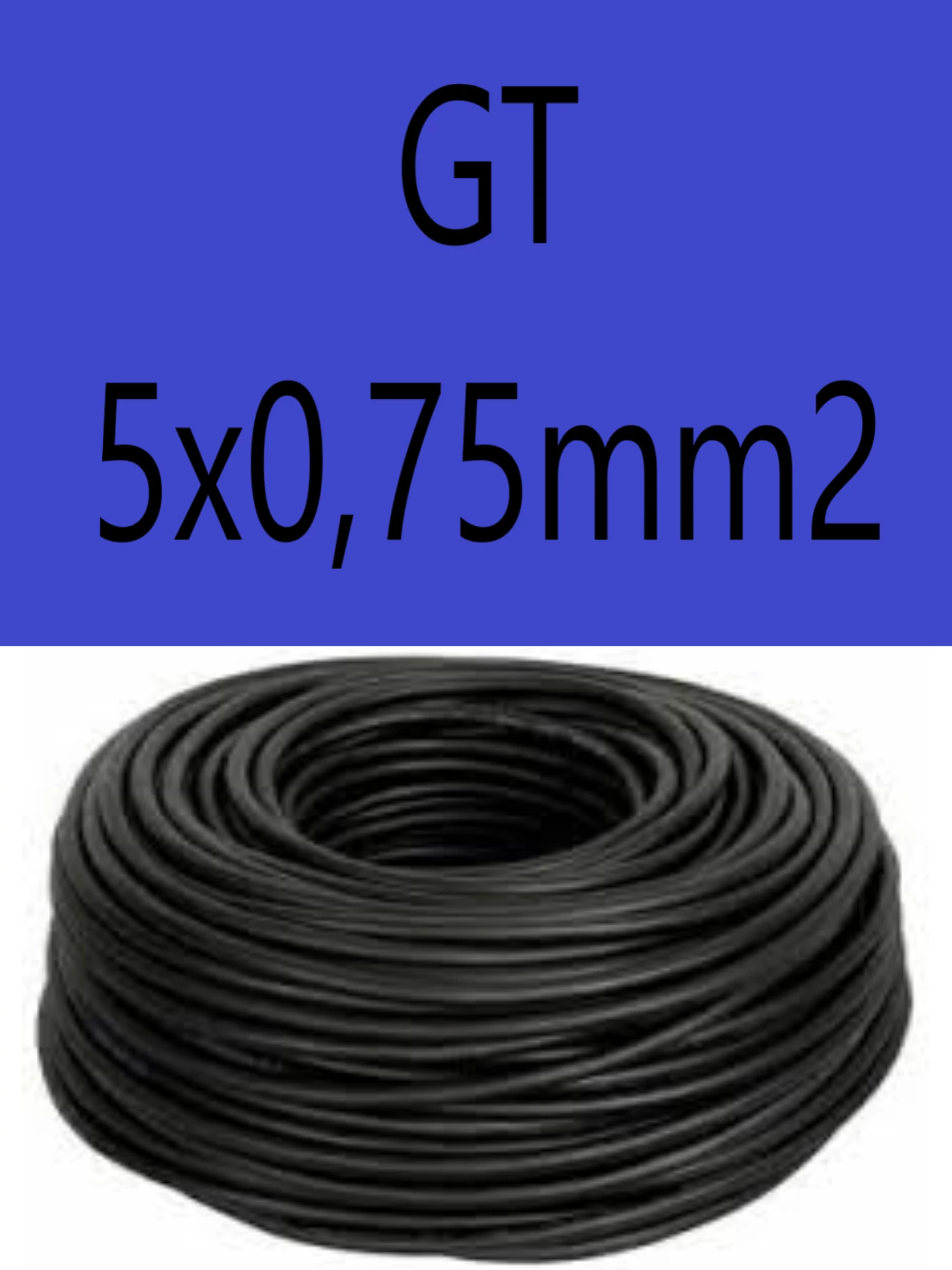 GT 5x0,75 fekete 300/500V gumikábel  H05RR-F 