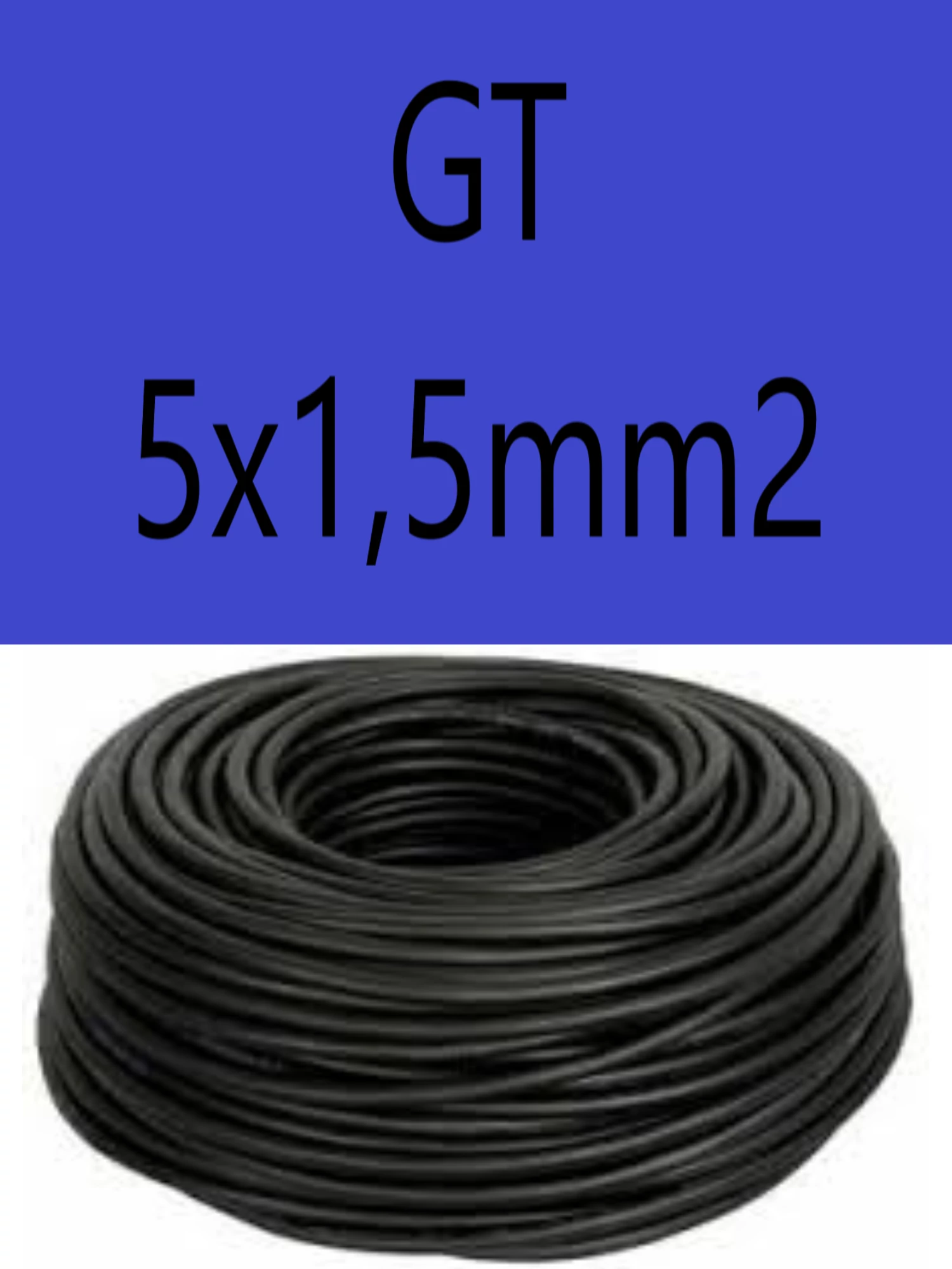 GT 5x1,5 fekete 300/500V gumikábel  H05RR-F 