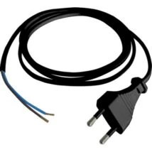 Hálózati szerelhető vezeték MTL 2x0,75mm2 fekete 1,5m EURO dugvillával H03VVH2-F 