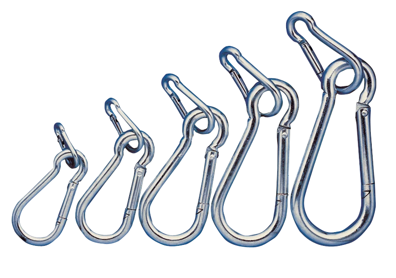 Karabiner, rugós, acél d=6mm, 800N RKARA6