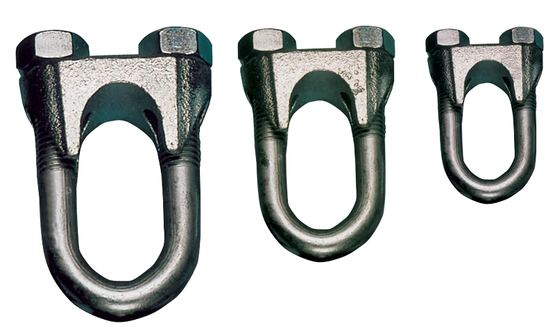Sodronyszorító bilincs, U profil, acél+temperált öntvény d=8-9mm, M8 U09